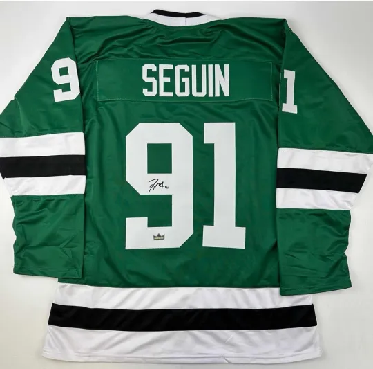 Discover Tyler Seguin Dallas Stars Green Reprint Laser Auto Hockey Jersey Size Men's XL
