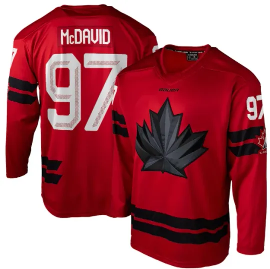 Discover Men's 2026 Team Canada Bauer Olympics Red Semi-Pro Hockey Jersey -Connor McDavid