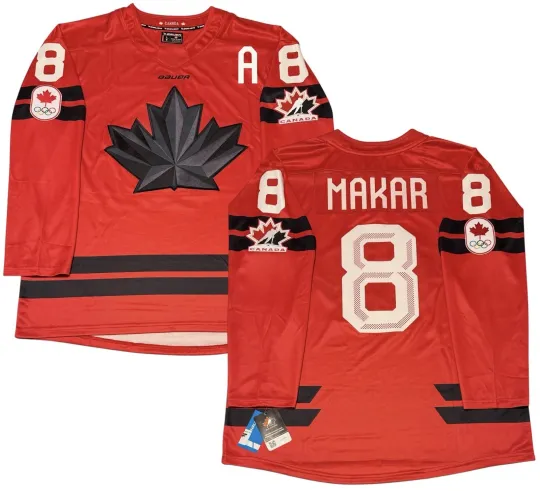 Cale Makar Team Canada 2026 Winter Olympics Hockey Jersey Size L "A" Patch Milan