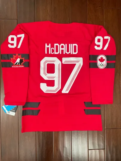 Discover Conner McDavid Canada Hockey 2026 Olympics Milano Cortina Jersey Red Men's size