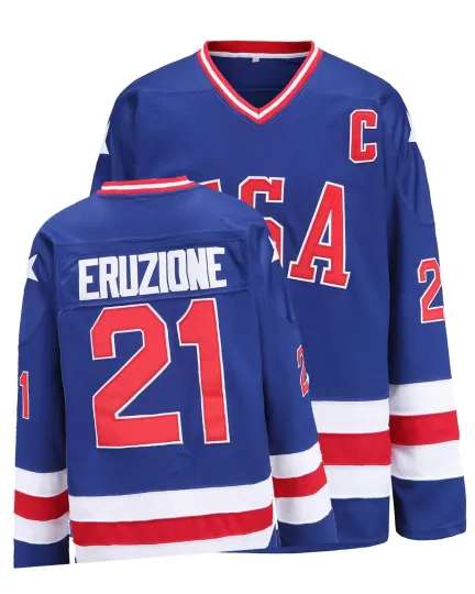 Discover Hockey Jersey of USA 1980 Olympic Team Jerseys #21 Mike Eruzione Stitched Let...