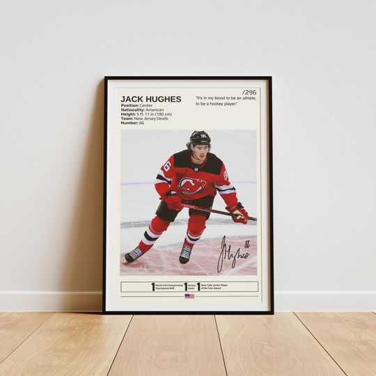 Discover Jack Hughes Poster, Hockey Posters, Jack Hughes Prints, Hughes NHL, Hockey Prints, Hockey Wall Decor