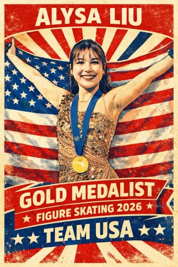 Discover Alysa Liu Figure Skating Wall Art Print USA Gold Medal Milano Cortina Premium Matte Vertical Poster