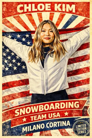 Discover CHLOE KIM Team USA Snowboarding Milano Cortina Wall Art Print