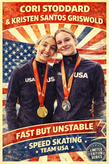 Discover Cori Stoddard Kristen Santos Griswold USA Speed Skating Milano Wall Art Print