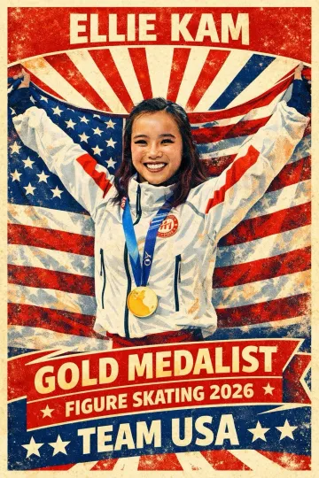 Discover Ellie Kam Figure Skating Team USA Gold Medal Milano Cortana Wall Art Print