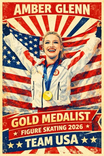 Discover Amber Glenn Figure Skating Team USA Gold Medal Milano Cortana Wall Art Print