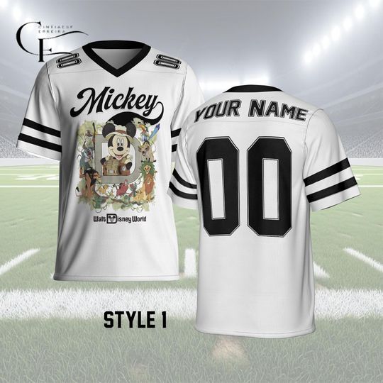 Discover Custom Disney Mickey Mouse Safari Football Jersey, Animal Kingdom Mickey & Friends Team Shirt, Disneyland Family Trip Outfit