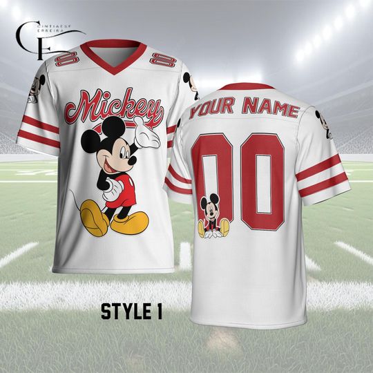 Discover Mickey Mouse Football Jersey, Personalized Mickey Mouse Name Number Shirt, Custom Disney Sports Jersey