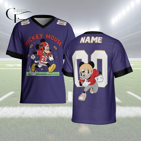 Discover Mickey Mouse Football Jersey, Custom Name Number Disney Football Shirt, Personalized All Over Print Sports Jersey Gift