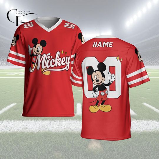 Discover Mickey Mouse Football Jersey, Custom Name Number Disney Football Shirt, Personalized All Over Print Sports Jersey Gift