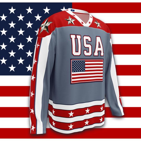 Discover USA Hockey Jersey - Red/Grey, Oversized Fit
