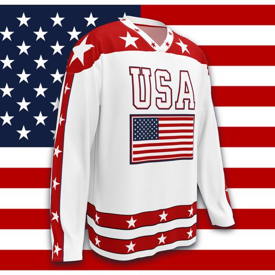 Discover Patriotic USA Hockey Jersey-Red/White