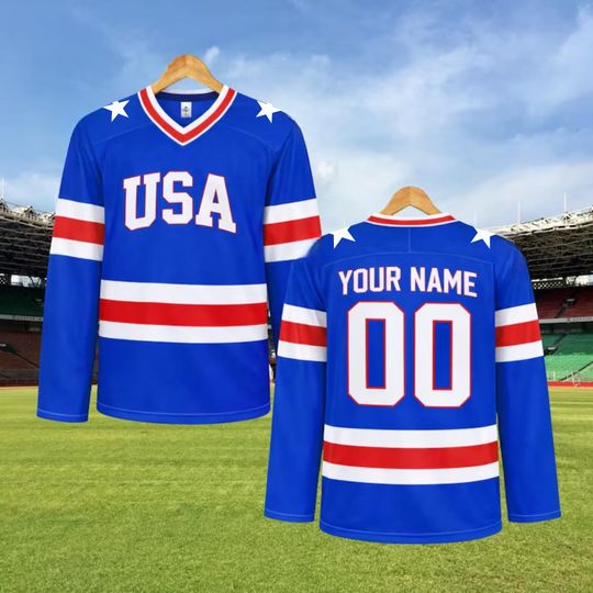 Team USA Hockey Jersey, Custom USA Hockey Jersey with Name and Number, Hockey Practice Jersey