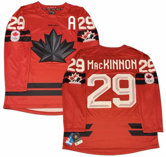 Discover Nathan MacKinnon Team Canada 2026 Winter Olympic Hockey Jersey Size XL "A" Milan