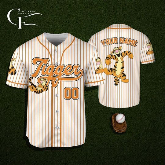 Discover Personalized Disney Tigger Baseball Jersey, Cute Tigger Jersey, Winnie The Pooh Shirt, Magic Kingdom Gift, Tiger Dog Shirt, Disney Gift