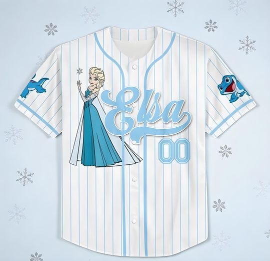 Discover Custom Disney Princess Elsa Frozen Simple, Custom Name Disney Game Day Kid Adult Jersey, Gift For Baseball Fan, Disney Princess Matching