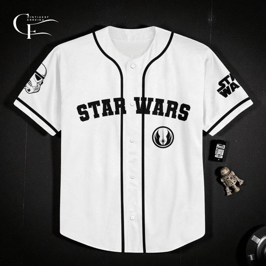 Discover Personalize Disney Star Wars White Black, Custom Name Kid Youth Adult Matching Baseball Jersey for Star Wars Team Outfits, Gift for poppa