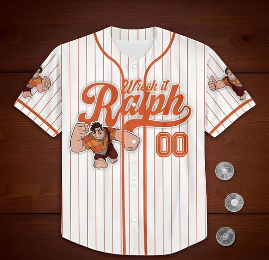 Discover Custom Disney Wreck it Ralph Simple Stripe, Custom Baseball Jersey Uniform, Disney Baseball Fan Lover Gift