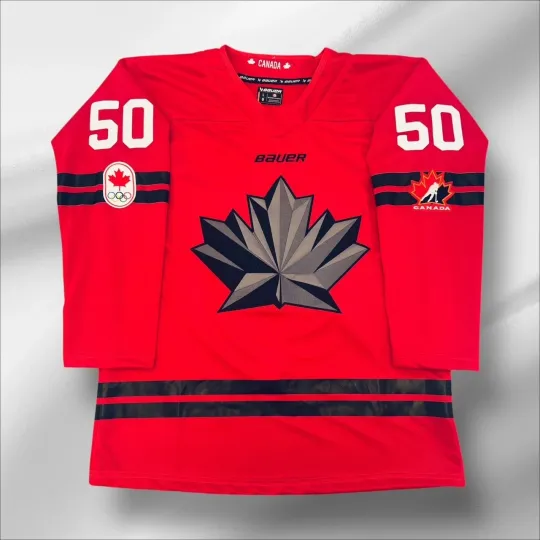 Discover JORDAN BINNINGTON TEAM CANADA 2026 OLYMPICS CUSTOM RED JERSEY SIZE LARGE NICE!!