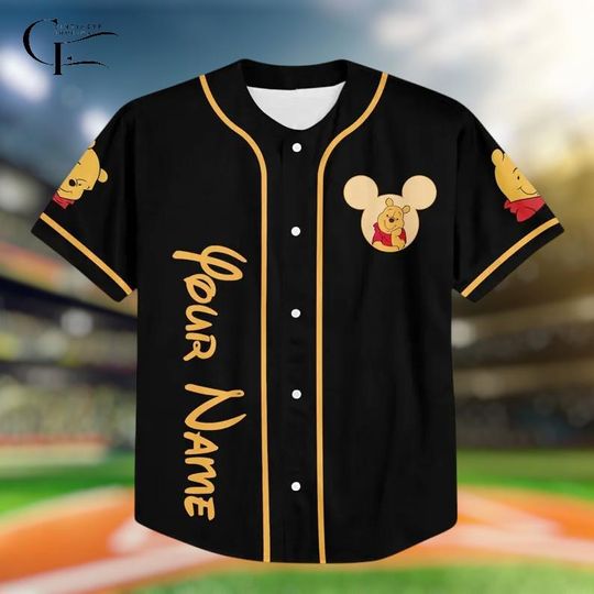 Discover Personalized Winnie The Pooh Baseball Jersey, Custom Name Number Kid Youth Adult Disney Shirt