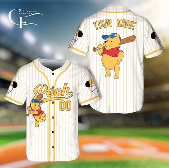 Discover Custom Pooh Baseball Jersey Vacation, Personalized Pooh Bear Baseball Jersey, Disney Vacation Team Outfit, Kids Youth Adult Shirt