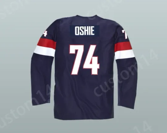 Discover Men's Custom Hockey Jersey T.J. Oshie 74 USA National Team