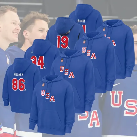 Player USA Hockey Team 2026 Double Sided Hoodie with Name & Number