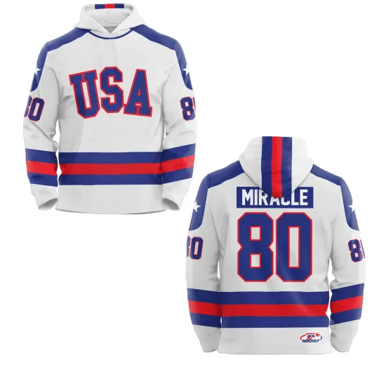 Discover USA Hockey Miracle on Ice 1980 Jersey Reprint Youth Hoodie