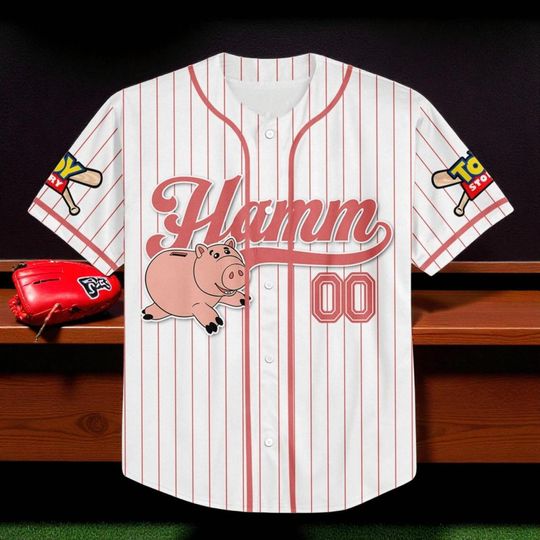 Discover Custom Disney Toy Story Hamm Baseball Jersey, Custom Kids Youth Adult Disney Baseball Jersey, Sports Outfits Cute Gifts For Fan Disney Toy Story Fan