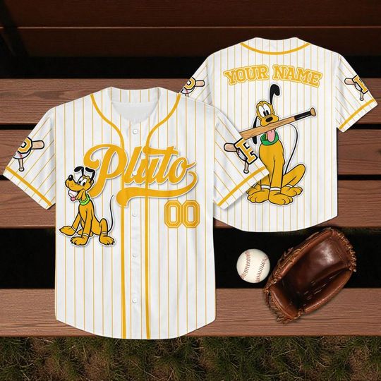 Discover Custom Disney Mickey and Friends Pluto Baseball Jersey, Disney Baseball Jersey Sports, Cute Birthday Gifts For Fans, Disneyland Family
