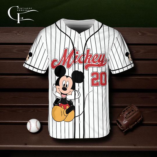 Discover Personalize Disney Vintage Mickey Mouse Baseball Jersey, Custom Adult Youth Kid Baseball Jersey, Custom Disney Birthday Gift