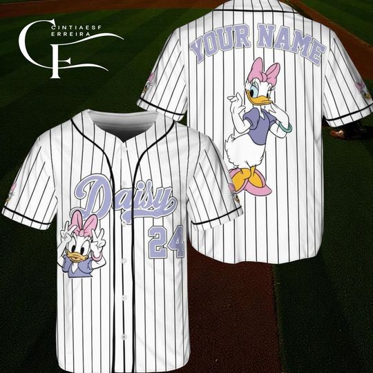 Discover Custom Disney Daisy Duck Baseball Jersey, Custom Kid Youth Adult Disney Jersey, Disneyland Jersey, Disneyworld Shirt, Magic Kingdom Gifts