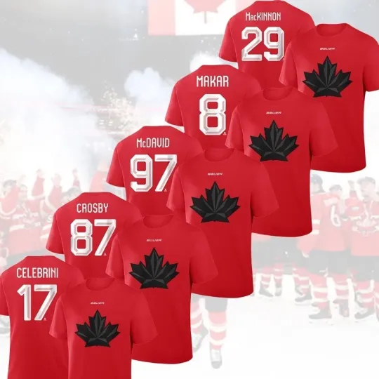 Discover Canada Team Hockey 2026 Player Name & Number Double Sided T-Shirt
