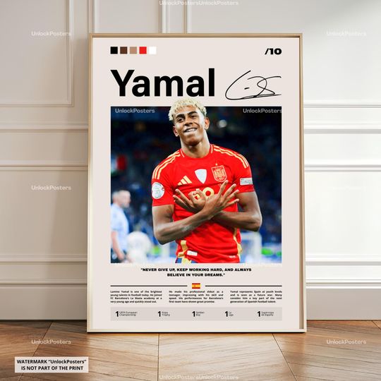Discover Lamine Yamal Poster, Yamal Print, Yamal Spain Wall Art, Yamal Print, Spain National Team Decor, Spain Fan Gift Idea, Soccer Print