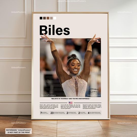 Discover Simone Biles Poster, Biles Gymnast Print, Biles Art, Artistic Gymnastic Decor, Women's Artistic Gymnastics Poster, Biles Wall Art
