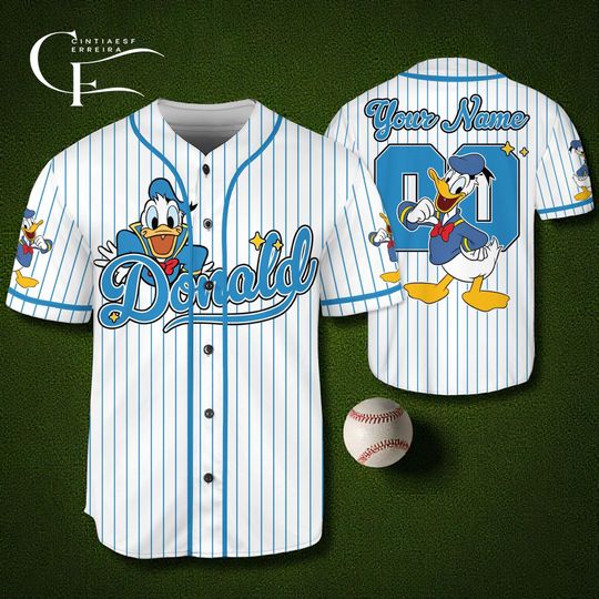 Discover Custom Disney Donald Duck Collection Baseball Jersey, Disney Donald Duck Jersey, Disneyland Baseball Team Matching Outfit, Birthday Gift
