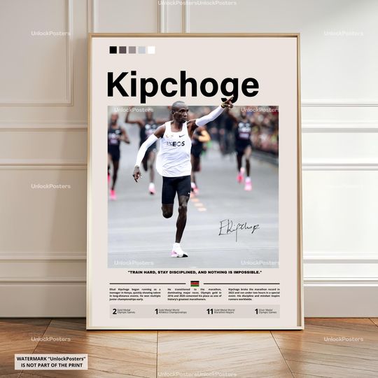 Discover Eliud Kipchoge Poster, Kipchoge Artwork, Kipchoge Wall Art, Marathon Runner Wall Art, Olympic Champion Print Decor, Eliud Kipchoge Print