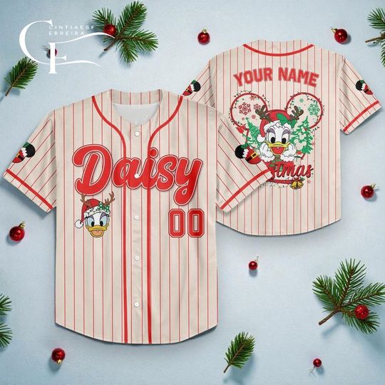 Discover Custom Disney Winter Christmas Daisy Baseball Jersey, Custom Disneyland Jersey, Baseball Team, Mickey Mouse Birthday, Gift for Disney Fans