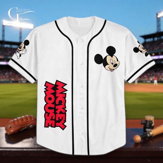 Discover Personalize Vintage Disney Cute Mickey Mouse Custom Kids, Youth, Adult Disney Baseball Jersey Sports Cute Gifts For Fans Disney