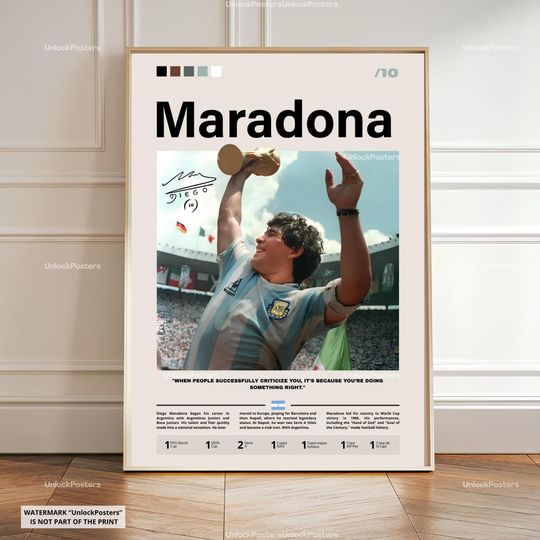 Discover Diego Maradona Poster, Maradona Argentina, Football Print, Napoli Wall Art, Soccer Legend Decor, Maradona Football Artwork, Maradona