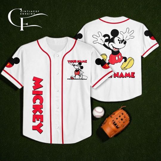 Discover Personalize Jersey Mickey Lucky Custom Kids, Youth, Adult Disney Baseball Jersey Sports Outfits Cute Gifts For Fans Disney