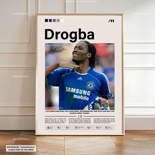 Discover Didier Drogba Poster, Drogba Chelsea Print, Drogba Art, Chelsea Fan Gift Idea, Drogba Decor, Chelsea Legend Poster, Drogba Artwork