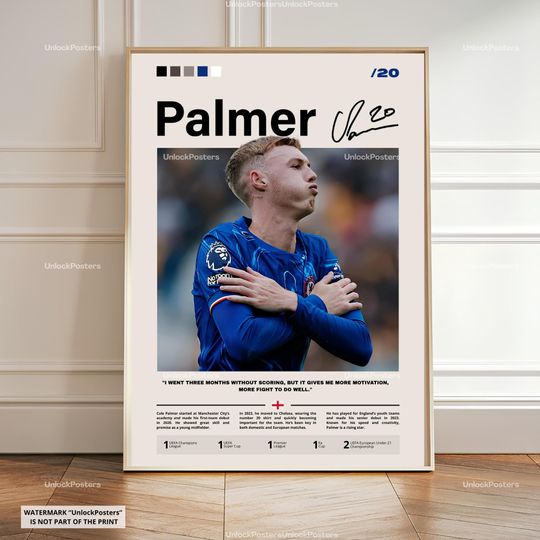 Discover Cole Palmer Poster, Chelsea FC Cole Palmer, Football Print, Sports Decor, Soccer Player Artwork, Cole Palmer Chelsea Wall Art, Print