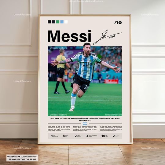 Discover Lionel Messi Poster, Ballon d'Or Winner, Argentina Football Print, Argentine Football Wall Art, Argentina National Team Decor, Messi Artwork