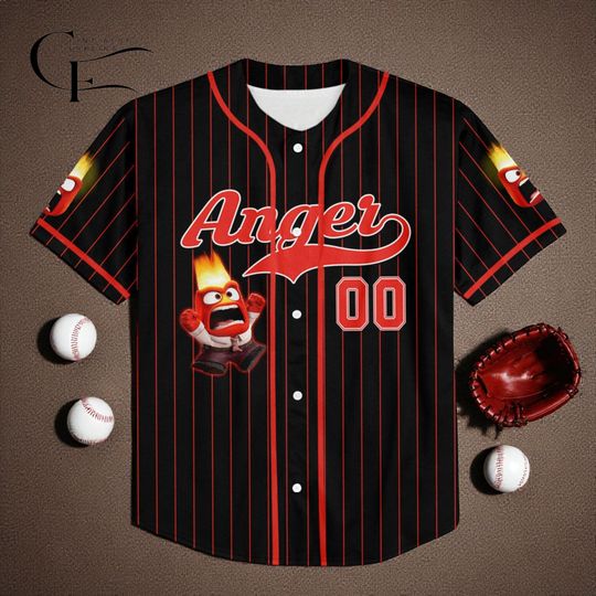 Discover Personalize Anger Jersey, Disney Baseball Team Jersey, Inside Out 2 Athletic Jersey, Disneyland Family Gift For Fans