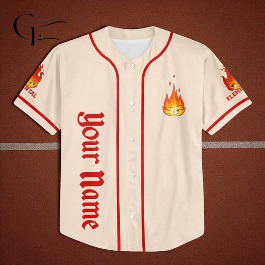 Personalize Disney Pixar Elenmental Ember Jersey, Custom Disney Jersey, Pixar Elemental, Disney Family Shirt, Disneyworld Shirts
