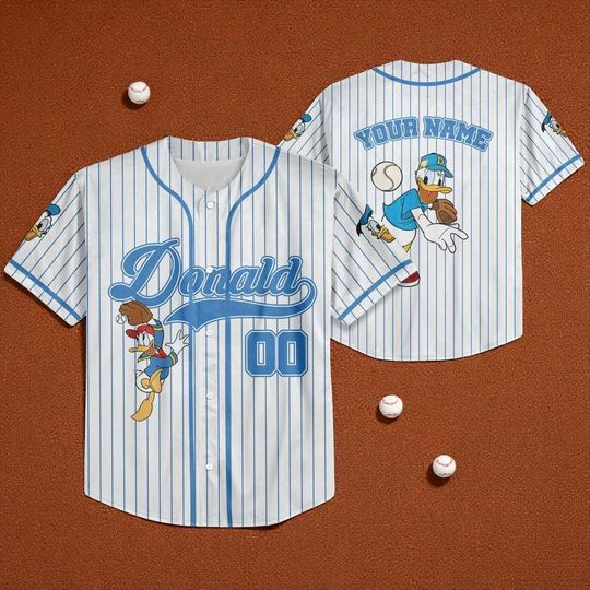 Discover Personalize Disney Donald Duck Cute Play Baseball Jersey, Custom Disney Jersey, Donald Duck Jersey, Gift for Disney Fans