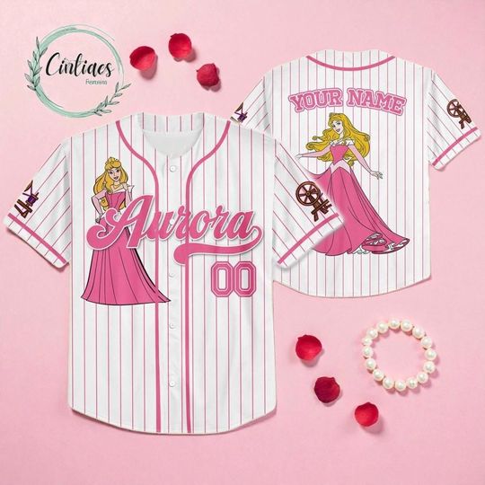 Custom Disney Princess Aurora Sleeping Beauty Jersey, Custom Kid Youth Adult Disney Baseball Jersey, Disney Princess Girl Trip Matching