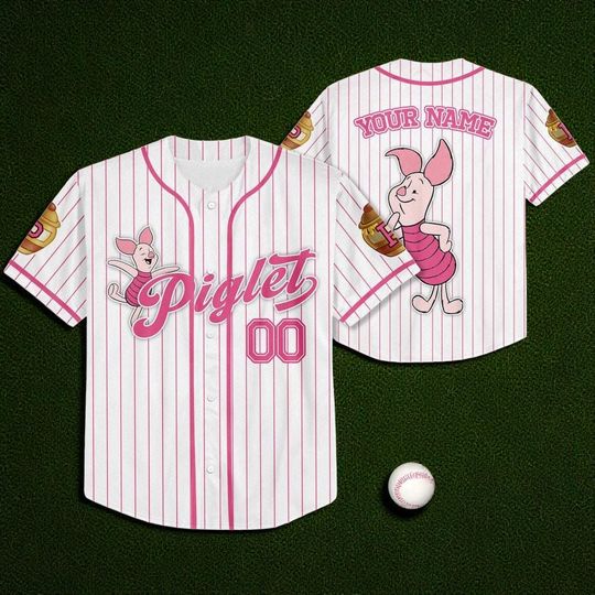 Discover Custom Disney Winnie the Pooh Piglet Baseball Jersey, Custom Kid Youth Adult Disney Jersey Vintage Baseball Jersey Disneyworld Gift for Disney Fans